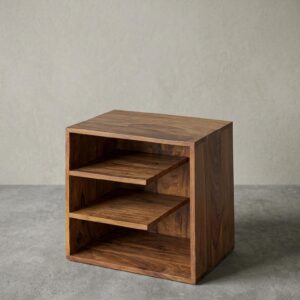 wohnli-moebel-suche-800001018578-1 BEISTELLTISCH – Massivholz Braun 43x43x30 cm mit Ablage Holz KADIMA DESIGN Möbel > Tische > Beistelltische Braun