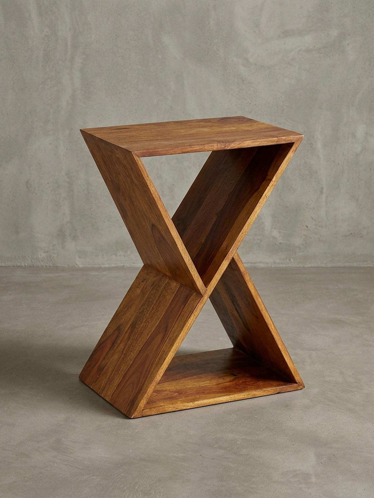 wohnli-moebel-suche-800001018583-1 BEISTELLTISCH – Massivholz Braun X-Gestell mit 2 Ablagen Holz KADIMA DESIGN Möbel > Tische > Beistelltische Braun