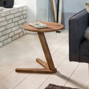 BEISTELLTISCH – Rund Massivholz Natur 45x45 cm Landhaus Holz KADIMA DESIGN Möbel > Tische > Beistelltische Braun
