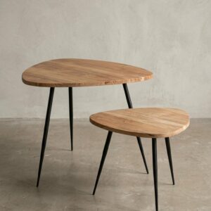 wohnli-moebel-suche-800001018599-1 BEISTELLTISCH Set – 2-teilig Akazie Massivholz Metallgestell Holz KADIMA DESIGN Möbel > Tische > Beistelltische Braun