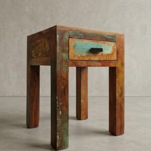 BEISTELLTISCH – Mango Massivholz Shabby Chic mit Schublade 40x40x55 cm Holz KADIMA DESIGN Möbel > Tische > Beistelltische Braun