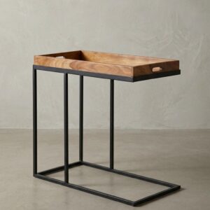wohnli-moebel-suche-800001018602-1 BEISTELLTISCH – Massivholz Natur Metallgestell 70x65x34 cm Holz KADIMA DESIGN Möbel > Tische > Beistelltische Braun