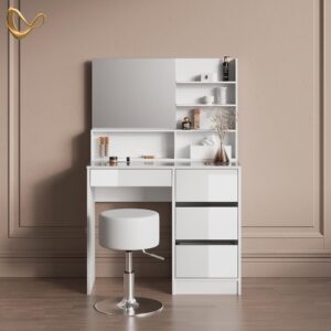 SCHMINKTISCH Imola Weiß 90 cm mit Hocker Holzwerkstoff Livinity® Möbel > Tische > Schminktische Weiß