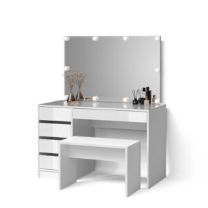 wohnli-moebel-suche-800001019821 Wohnli Möbelsuche - SCHMINKTISCH Imola Weiß mit LED Beleuchtung und Bank