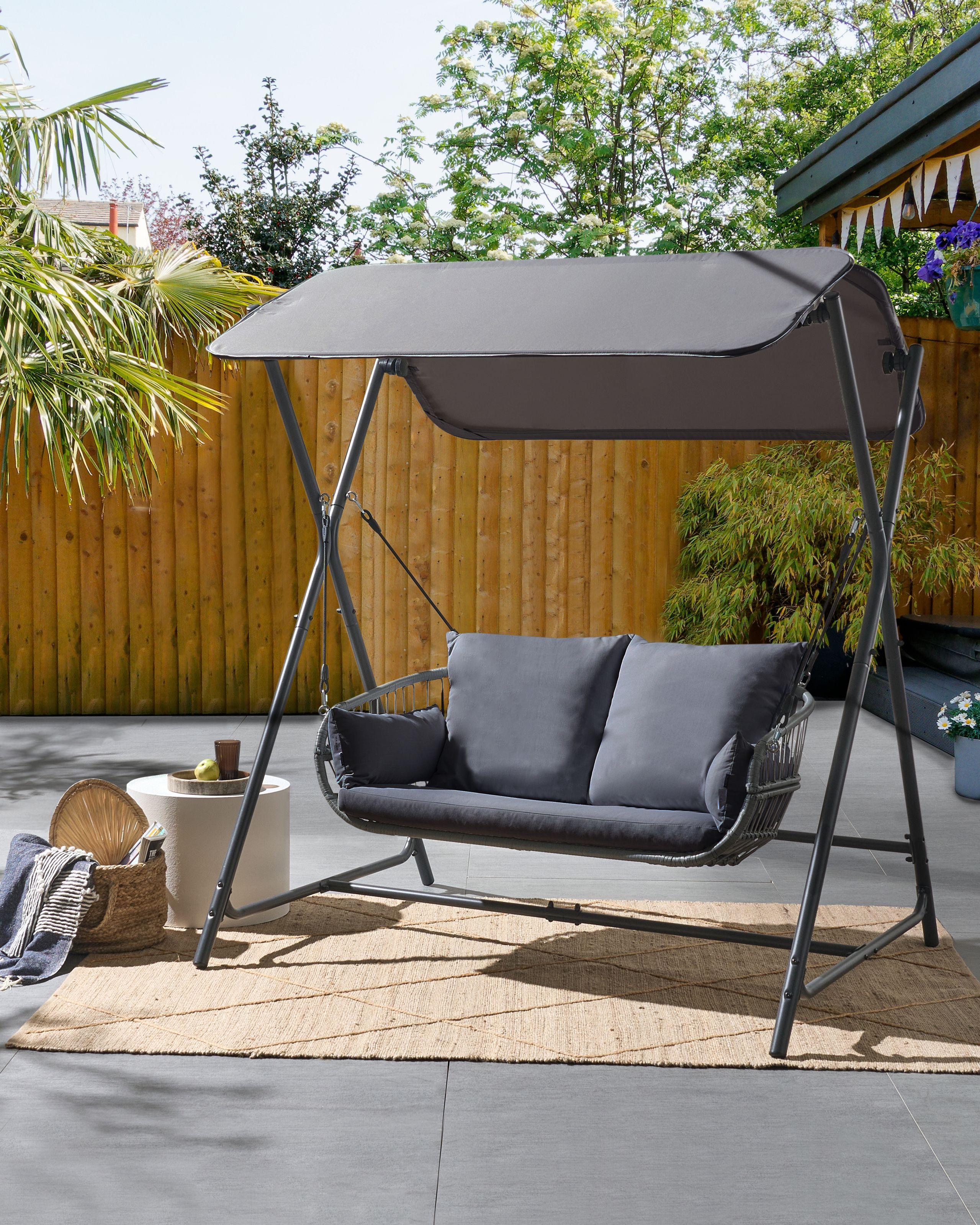 HOLLYWOODSCHAUKEL Grau Fiastra Metall Beliani Garten & Outdoor > Gartenmöbel > Garten Relaxmöbel > Hollywoodschaukeln Grau