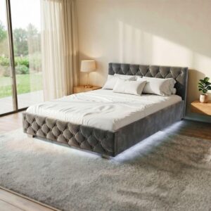 wohnli-moebel-suche-800001022545-1 POLSTERBETT Nizza Dunkelgrau 140x200 cm mit Matratze Holz Juskys Möbel > Betten > Polsterbetten Grau