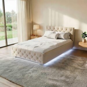 wohnli-moebel-suche-800001022546-1 POLSTERBETT Nizza Beige 120x200 cm mit Matratze Holz Juskys Möbel > Betten > Polsterbetten Beige