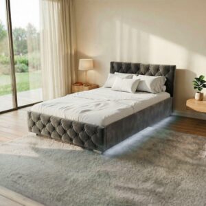 POLSTERBETT Nizza Dunkelgrau 120x200 cm mit Matratze Holz Juskys Möbel > Betten > Polsterbetten Grau