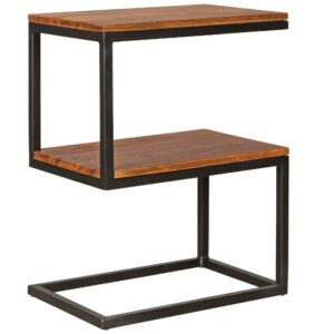 wohnli-moebel-suche-800001023779 Wohnli Möbelsuche - BEISTELLTISCH Massivholz S-Design Metallgestell Ablageflächen INDI