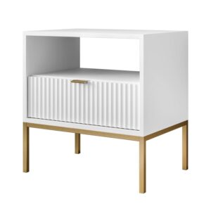 wohnli-moebel-suche-800001026658-1 NACHTTISCH CORTADO GOLD S54 WEISS Holzwerkstoff Lookway Möbel > Kommoden & Schubladenschränke > Nachttische Weiß