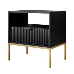 wohnli-moebel-suche-800001026674-1 NACHTTISCH CORTADO GOLD S54 SCHWARZ Holzwerkstoff Lookway Möbel > Kommoden & Schubladenschränke > Nachttische Schwarz