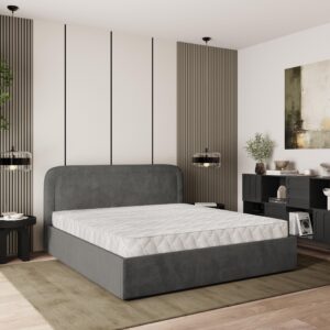 wohnli-moebel-suche-800001027528-1 POLSTERBETT BENIRA K 180x200 cm mit Bettkästen - Grau Holz MASSENO Möbel > Betten > Polsterbetten Grau
