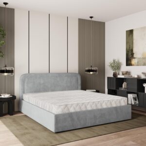 wohnli-moebel-suche-800001027537-1 POLSTERBETT BENIRA K 140x200 cm mit Bettkästen - Hellgrau Holz MASSENO Möbel > Betten > Polsterbetten Grau