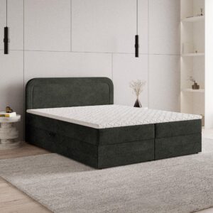 wohnli-moebel-suche-800001027573-1 BOXBETT ARMEL 160x200 cm mit Matratze und Topper - Schwarz Holz MASSENO Möbel > Betten > Boxspringbetten Schwarz