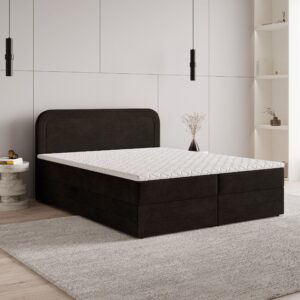 wohnli-moebel-suche-800001027576-1 BOXBETT ARMEL 160x200 cm mit Matratze und Topper - Braun Holz MASSENO Möbel > Betten > Boxspringbetten Braun