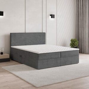 wohnli-moebel-suche-800001027580-1 BOXBETT NIRA 140x200 cm mit Matratze und Topper - Grau Holz MASSENO Möbel > Betten > Boxspringbetten Grau