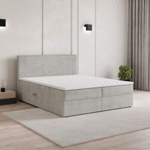 wohnli-moebel-suche-800001027586-1 BOXBETT NIRA 140x200 cm mit Matratze und Topper - Hellgrau Holz MASSENO Möbel > Betten > Boxspringbetten Grau