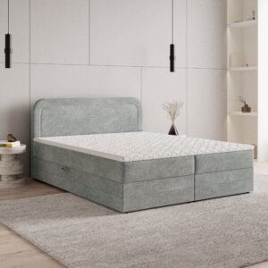wohnli-moebel-suche-800001027591-1 BOXBETT ARMEL 160x200 cm mit Matratze und Topper - Hellgrau Holz MASSENO Möbel > Betten > Boxspringbetten Grau