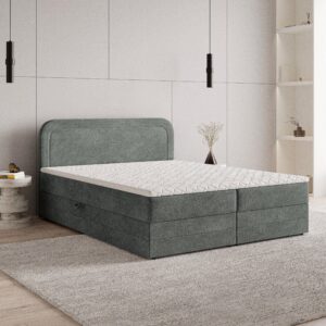 wohnli-moebel-suche-800001027594-1 BOXBETT ARMEL 160x200 cm mit Matratze und Topper - Grau Holz MASSENO Möbel > Betten > Boxspringbetten Grau