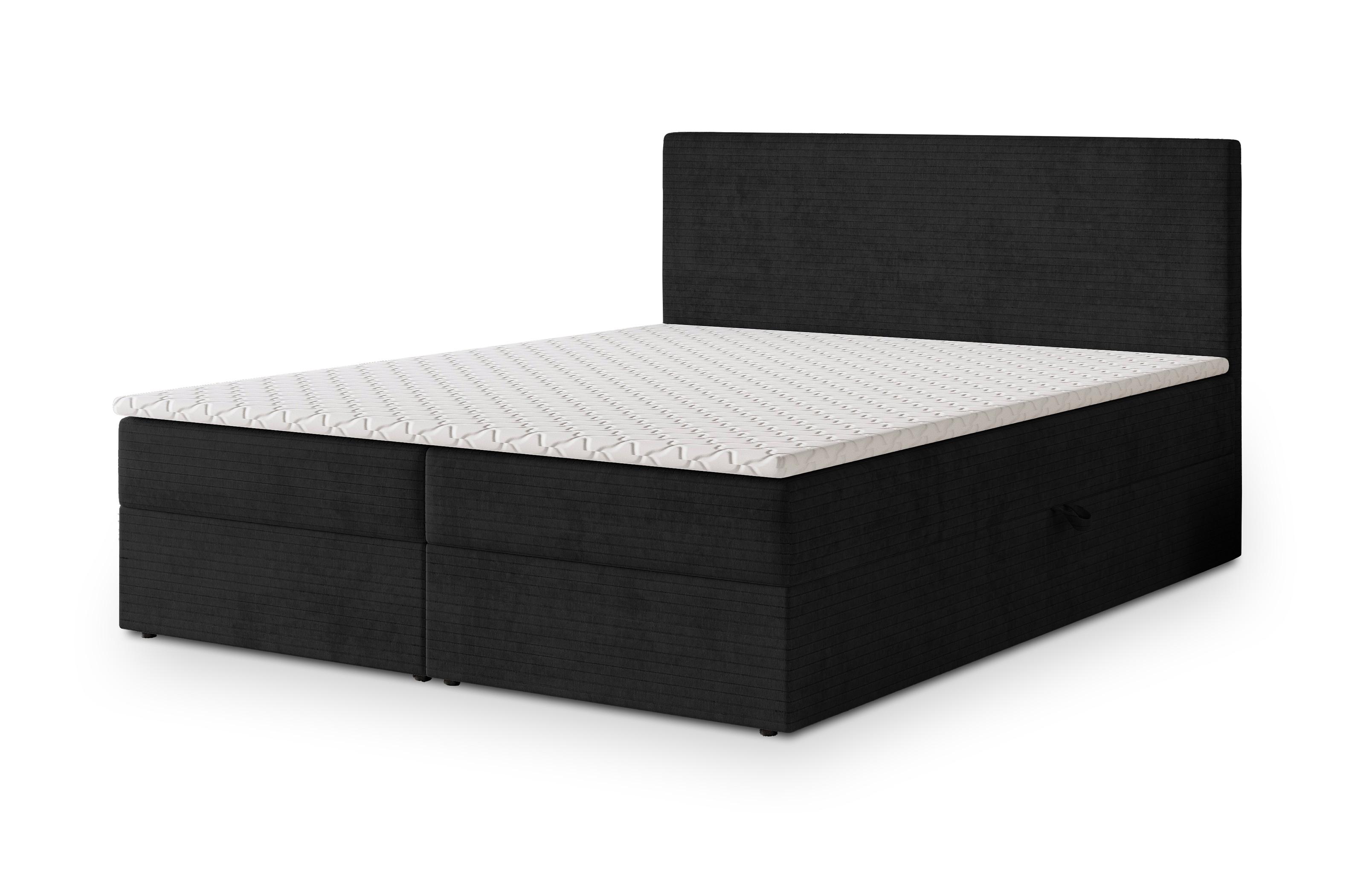 Wohnli Möbelsuche - BOXBETT NIRA 140x200 cm mit Matratze und Topper - Schwarz