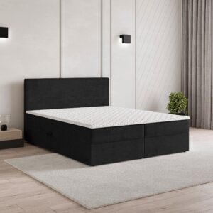 wohnli-moebel-suche-800001027647-1 BOXBETT NIRA 180x200 cm mit Matratze und Topper - Schwarz Holz MASSENO Möbel > Betten > Boxspringbetten Schwarz
