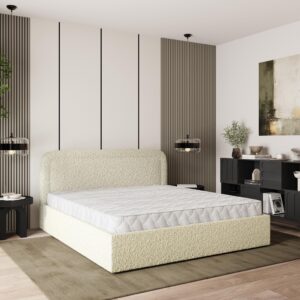 wohnli-moebel-suche-800001027684-1 POLSTERBETT BENIRA Q 180x200 cm mit Bettkästen - Creme Holz MASSENO Möbel > Betten > Polsterbetten Weiß