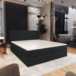 wohnli-moebel-suche-800001027717-1 BOXBETT PELLIO 180x200 cm mit Matratze und Topper - Schwarz Holz MASSENO Möbel > Betten > Boxspringbetten Schwarz