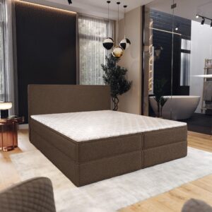 wohnli-moebel-suche-800001027722-1 BOXBETT PELLIO 140x200 cm mit Matratze und Topper - Braun Holz MASSENO Möbel > Betten > Boxspringbetten Braun