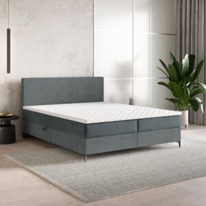 wohnli-moebel-suche-800001027733-1 BOXBETT TORREL 160x200 cm mit Matratze und Topper - Grau Holz MASSENO Möbel > Betten > Boxspringbetten Grau
