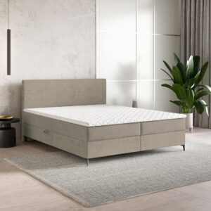 wohnli-moebel-suche-800001027738-1 BOXBETT TORREL 140x200 cm mit Matratze und Topper - Beige Holz MASSENO Möbel > Betten > Boxspringbetten Beige