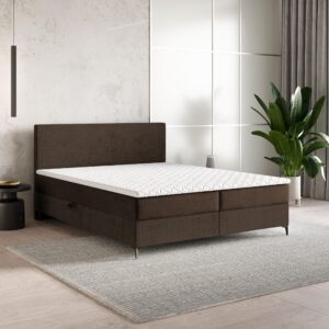 wohnli-moebel-suche-800001027740-1 BOXBETT TORREL 140x200 cm mit Matratze und Topper - Braun Holz MASSENO Möbel > Betten > Boxspringbetten Braun