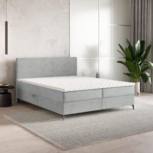 wohnli-moebel-suche-800001027762-1 BOXBETT TORREL 180x200 cm mit Matratze und Topper - Hellgrau Holz MASSENO Möbel > Betten > Boxspringbetten Grau