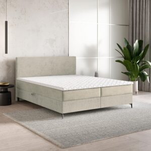 wohnli-moebel-suche-800001027769-1 BOXBETT TORREL 140x200 cm mit Matratze und Topper - Creme Holz MASSENO Möbel > Betten > Boxspringbetten Weiß