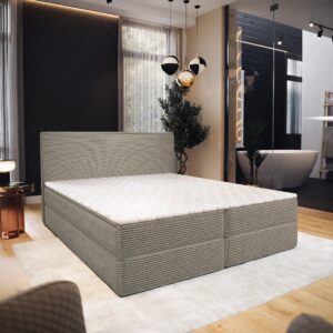 wohnli-moebel-suche-800001027776-1 BOXBETT PELLIO 180x200 cm mit Matratze und Topper - Beige Holz MASSENO Möbel > Betten > Boxspringbetten Beige