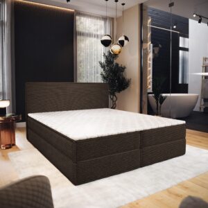 wohnli-moebel-suche-800001027802-1 BOXBETT PELLIO 140x200 cm mit Matratze und Topper - Braun Holz MASSENO Möbel > Betten > Boxspringbetten Braun