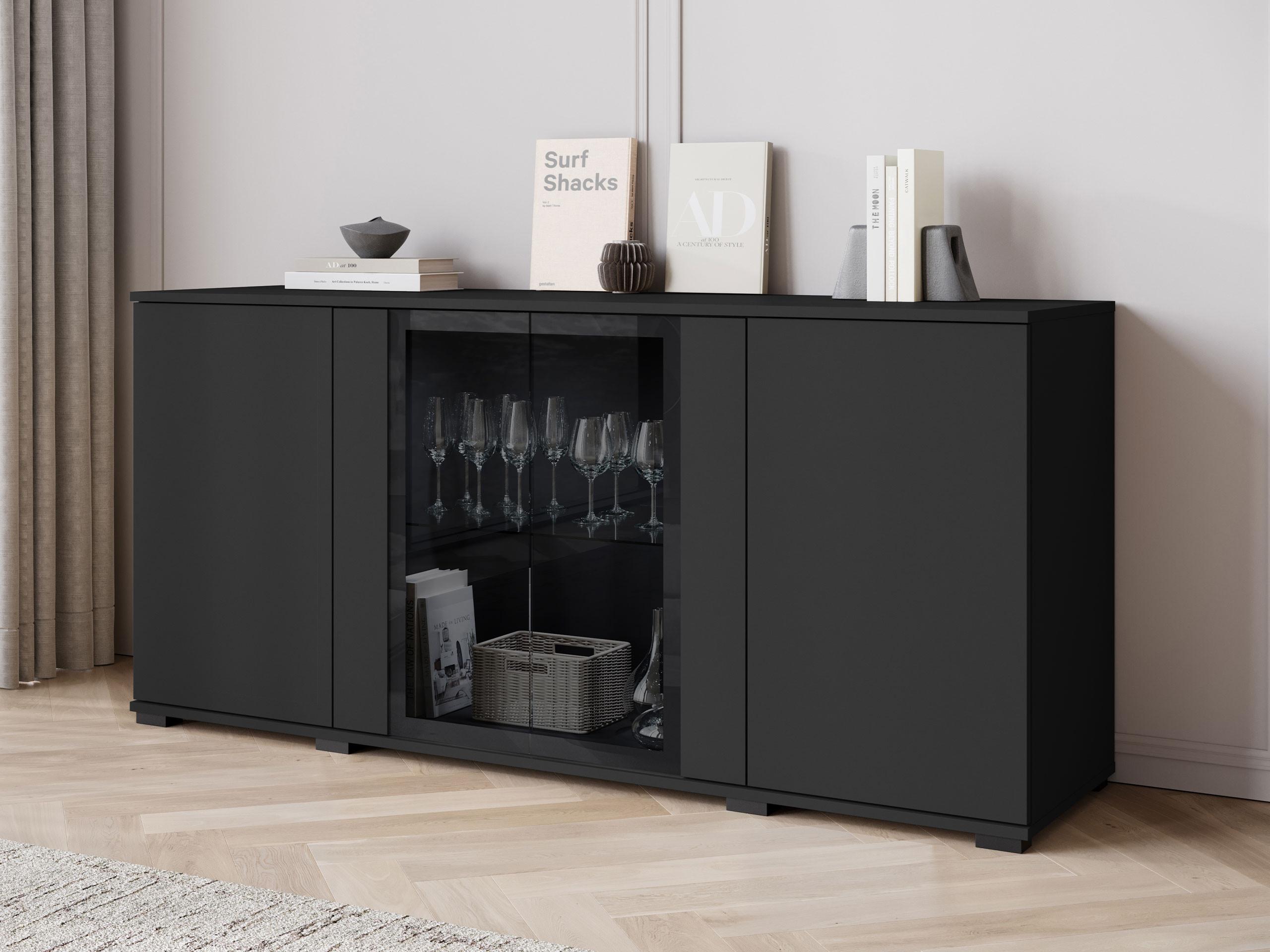 KOMMODE Caro SB 154 4D Holzwerkstoff MIRJAN24 Möbel > Kommoden & Schubladenschränke > Kommoden Schwarz