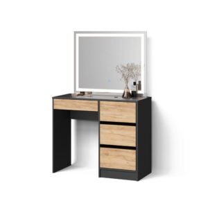 wohnli-moebel-suche-800001031486 Wohnli Möbelsuche - SCHMINKTISCH Imola Anthrazit/Goldkraft Eiche 90 cm mit LED Beleuchtung
