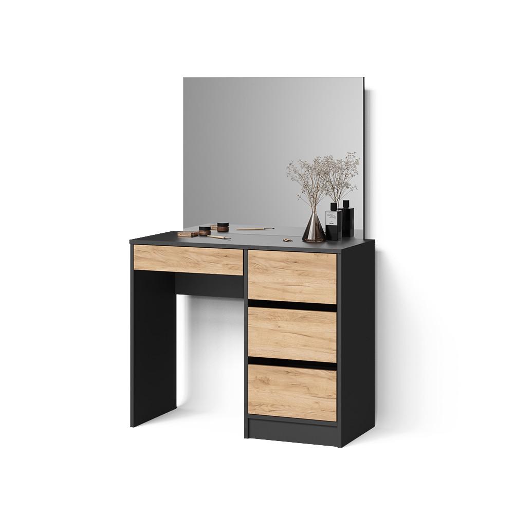 Wohnli Möbelsuche - SCHMINKTISCH Imola Anthrazit/Goldkraft Eiche 90 cm