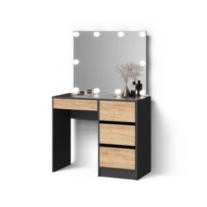 wohnli-moebel-suche-800001031494 Wohnli Möbelsuche - SCHMINKTISCH Imola Anthrazit/Goldkraft Eiche 90 cm mit LED Beleuchtung
