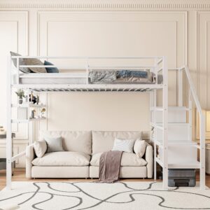 HOCHBETT Weiß 255/145/160 cm Metall Urban Meuble Möbel > Betten > Hoch- und Etagenbetten > Hochbetten Weiß