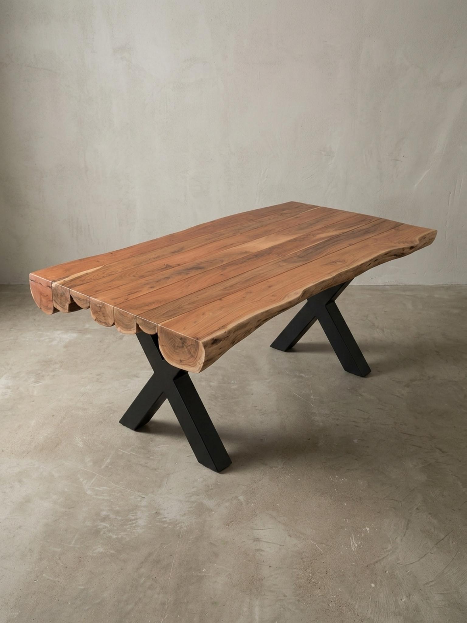 ESSZIMMERTISCH – Rechteckig Akazie Massivholz 200x100x77 cm Baumstammform Metall KADIMA DESIGN Möbel > Tische > Esstische Braun