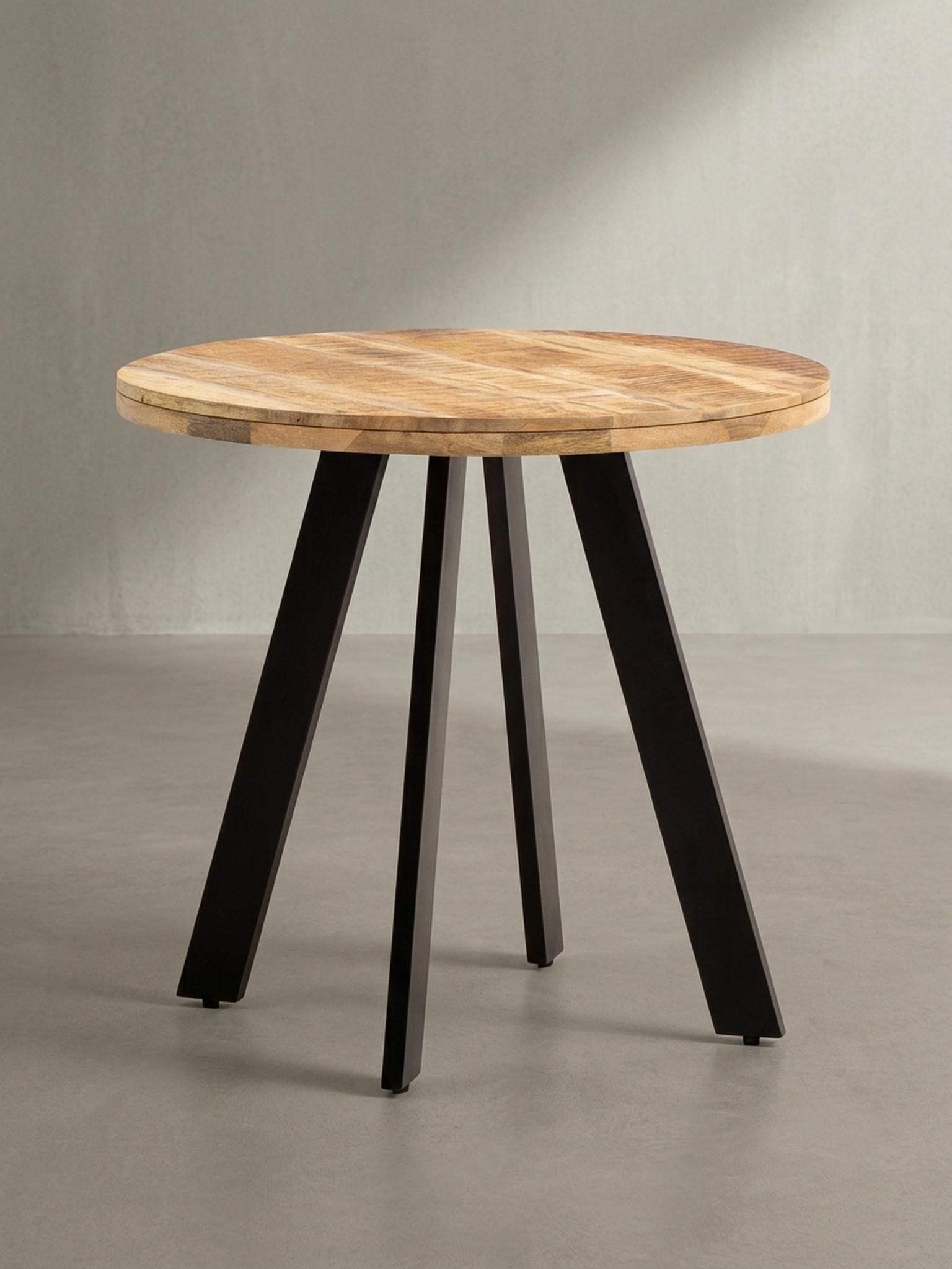 wohnli-moebel-suche-800001035792-1 ESSZIMMERTISCH – Rund Mango Massivholz 80x80x75 cm Metallbeine Modern Holz KADIMA DESIGN Möbel > Tische > Esstische Braun