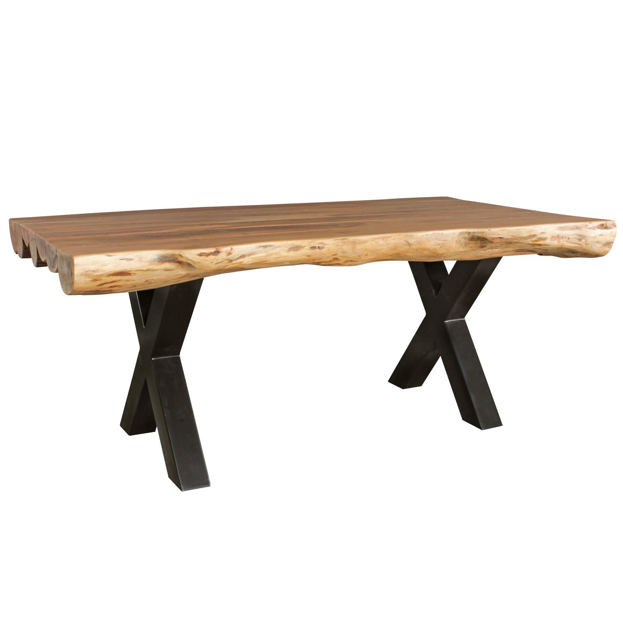 wohnli-moebel-suche-800001035799 Wohnli Möbelsuche - ESSZIMMERTISCH – Akazie Massivholz 200x100x77 cm X-Gestell Natur Schwarz