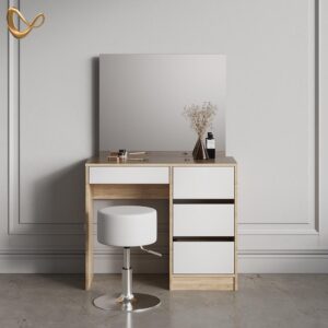 wohnli-moebel-suche-800001039607-1 SCHMINKTISCH Imola Weiß/Sonoma 90 cm mit Hocker Holzwerkstoff Livinity® Möbel > Tische > Schminktische Weiß