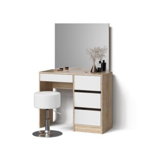 Wohnli Möbelsuche - SCHMINKTISCH Imola Weiß/Sonoma 90 cm mit Hocker