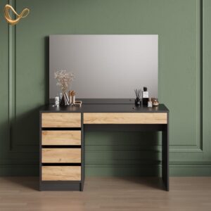 wohnli-moebel-suche-800001039608-1 SCHMINKTISCH Imola Anthrazit/Goldkraft Eiche 120 cm Holzwerkstoff Livinity® Möbel > Tische > Schminktische Anthrazit