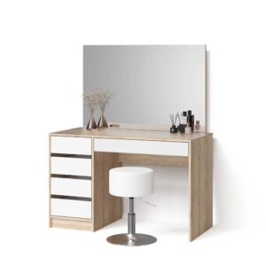 Wohnli Möbelsuche - SCHMINKTISCH Imola Weiß/Sonoma 120 cm mit Hocker