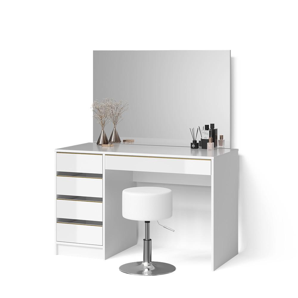 Wohnli Möbelsuche - SCHMINKTISCH Imola Weiß/Gold 120 cm mit Hocker