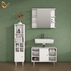wohnli-moebel-suche-800001039652-1 MIDISCHRANK Fucino Weiß 30 x 95 cm Holzwerkstoff Livinity® Möbel > Schränke > Badezimmerschränke Weiß