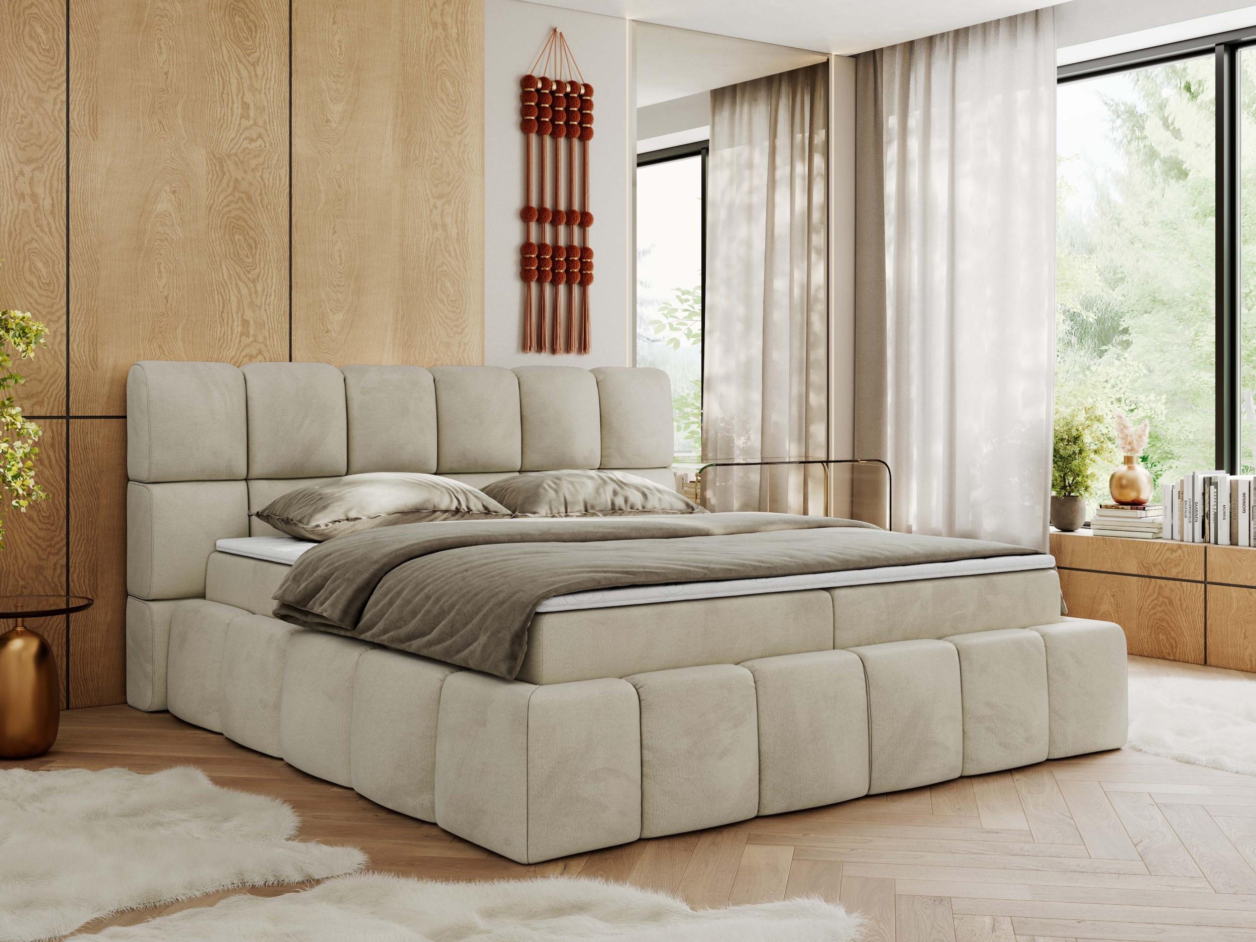 wohnli-moebel-suche-800001039932-1 BOXBETT NIRA 160/200 - Beige Velvet - H4 Textil MKS Möbel > Betten > Boxspringbetten Beige